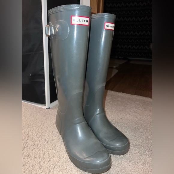 Hunter Original Tall Gloss Rain Boot Graphite Grey - US 7 - Picture 2 of 7
